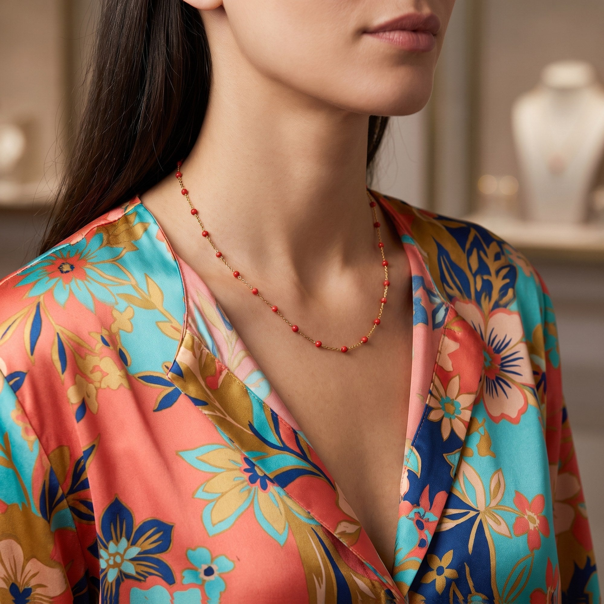 Collana Coral Candy – Rossa indossata