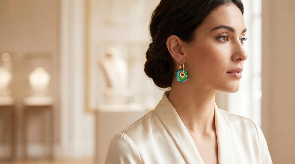 Orecchini Vintage Vibes – Verde scuro indossati