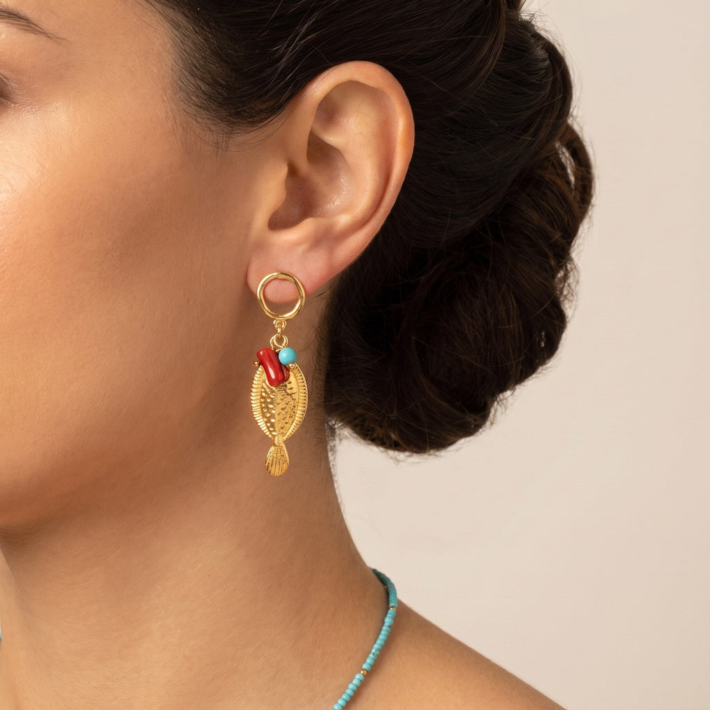 Orecchini Pesci Mediterranei – Oro indossati